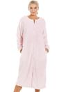 Light Pink Camille Lingerie Light Pink Supersoft Diamond Print Zip Up Housecoat, Image 1 of 5
