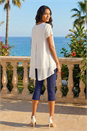 Ivory  Ring Front Chiffon Overlay Top, Image 3 of 4