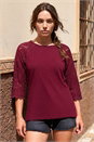 Wine Petite Contrast Sleeve Top, Image 1 of 4