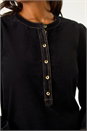 Black Corduroy Button Detail A-Line Dress, Image 5 of 5