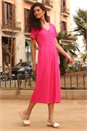 Fuchsia Cotton Blend Culotte Jumpsuit, Image 1 of 5