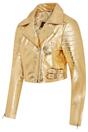 Gold Cropped Brando Leather Biker Jacket, Image 4 of 7