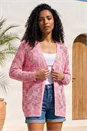Pink Tape Knit Cotton Blend Cardigan, Image 2 of 4