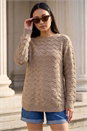 Taupe Shimmer Curved Hem Jumper, Image 1 of 4