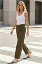 Khaki Petite Cotton Frayed Hem Trouser , Image 1 of 4