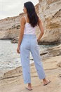 Blue Petite Cotton Embroidered Trouser , Image 3 of 4