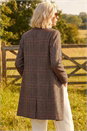 Brown Petite Button Check Coat, Image 2 of 4