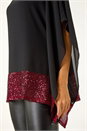 Red Sequin Hem Contrast Tunic Top, Image 5 of 5