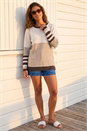 Neutral Colour Block Stripe Jumper, Image 3 of 4