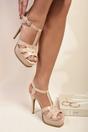 Neutral iKrush Neutral Francesca Platform T Bar Sandal High Heels, Image 1 of 8