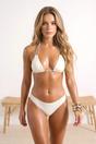 White WOVCOR White Triangle Bikini Set with Multi Strap Detail, Image 1 of 4