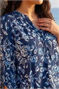 Navy  Curve Puff Print Stretch Shirt, Image 4 of 4