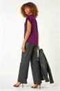 Purple Metallic Glitter Stretch T-Shirt, Image 3 of 5