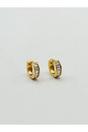 Gold Mini Huggie Hoop with Clear Stones, Image 2 of 5