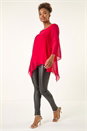 Red Sparkly Asymmetric Chiffon Top, Image 2 of 5