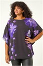 Purple Curve Floral Overlay Top, Image 1 of 5