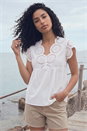 Ivory  Broidery Buttoned Top, Image 1 of 4
