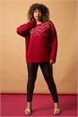 Red Curve Leaf Print Sparkly Knit Jumper, Image 7 of 7