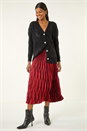 Red Foil Pleated Skirt, Image 3 of 5