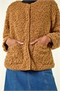 Tan Faux Fur Borg Front Pocket Jacket, Image 6 of 7