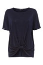 Navy  Twist Front Detail T-Shirt, Image 5 of 5