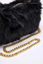 Black Faux Fur Chain Strap Crossbody Shoulder Bag, Image 4 of 4