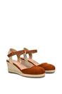 Tan XY LONDON Tan 'Joey' Closed Toe Ankle Strap Espadrille Wedge Platform Shoes, Image 3 of 6