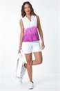 Purple Ombre Embroidered V-Neck Cotton Crinkle Blouse, Image 3 of 5