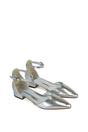 Silver 'Jenny' Low Heel Flat Pointed Toe Ankle Strap Court Shoes, Image 5 of 5