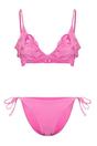 Pink Applique Detail Triangle Bikini Set with Tie Side, Image 3 of 5