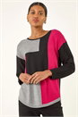 Black Ribbed Colour Block Knit Jumper, Image 1 of 5