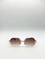 Brown Rimless Oval Geometric Sunglasses, Image 4 of 6