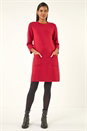Red Patch Pocket Knit Dress, Image 2 of 5