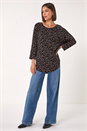 Black Spot Print Stretch Top, Image 3 of 5