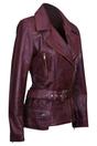 Brown Womens Long Leather Biker Jacket-Quito, Image 2 of 4