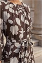 Chocolate Floral Pleated Midi Dress, Image 4 of 4