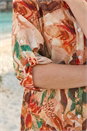 ORANGE Abstract Print Button Up Longline Blouse, Image 4 of 4