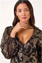 Black Shimmer Jacquard Midi Dress, Image 4 of 6