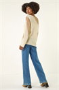 Cream  Colour Block Knit Jumper, Image 3 of 5