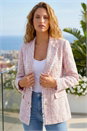 Pink Frayed Edge Boucle Check Jacket, Image 1 of 4