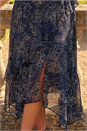 Navy  Floral Spot Print Frill Midi Dress, Image 4 of 4