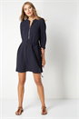 Navy  Zip Front Shirt Dress, Image 3 of 4