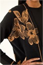 Black Contrast Floral Print Cardigan , Image 5 of 5