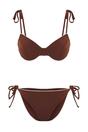 Brown Underwired Balconette Tie Side Bikini Set with Strappy Detail, Image 3 of 4