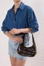 Dark Brown Studded Suede Hobo Shoulder Bag, Image 1 of 4