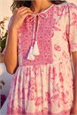 Pink Floral Print Tiered Midi Dress, Image 4 of 4