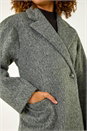 Grey Longline Brushed Double Breasted Coat, Image 6 of 7