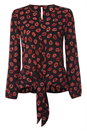 Black Lip Print Tie Front Top, Image 4 of 4