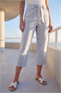 Navy  Classic Texture Stripe Crop Trouser, Image 2 of 4