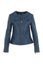 Navy Ashwood Leather Navy 'Francesca' Collarless Real Leather Fashion Jacket, Image 2 of 5
